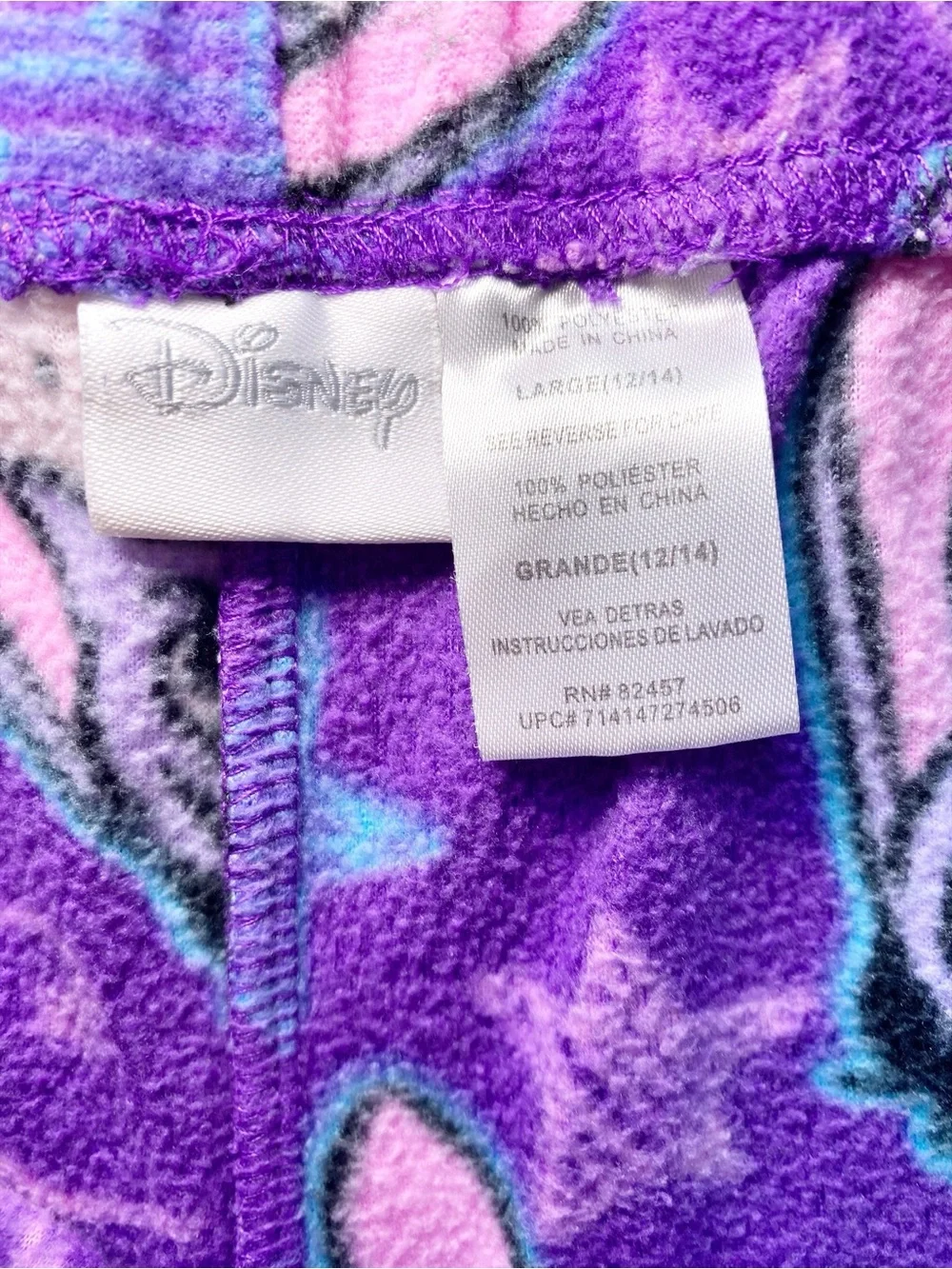 Disney Eeyore Purple Fleece Lounge Sleep Pants All Over Print Stars Size Large - Picture 2 of 10